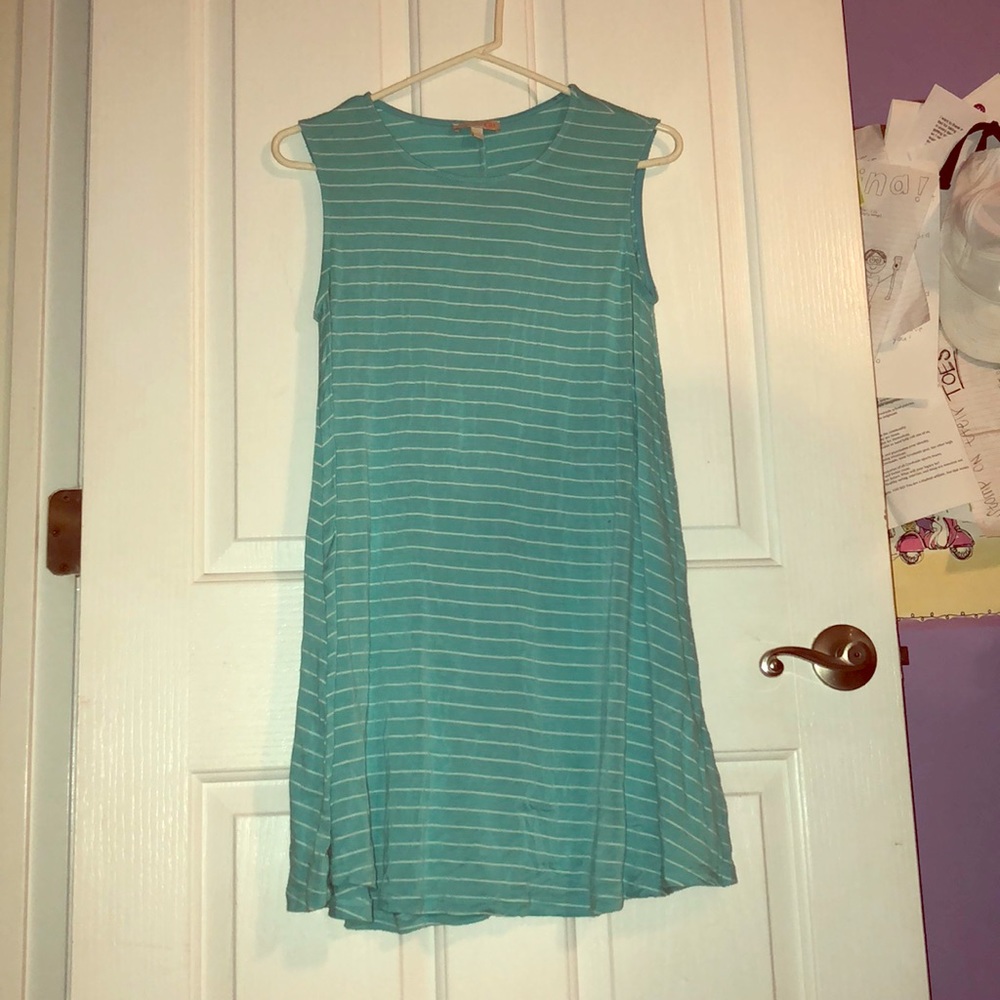 Mini striped sleeveless tank dress.